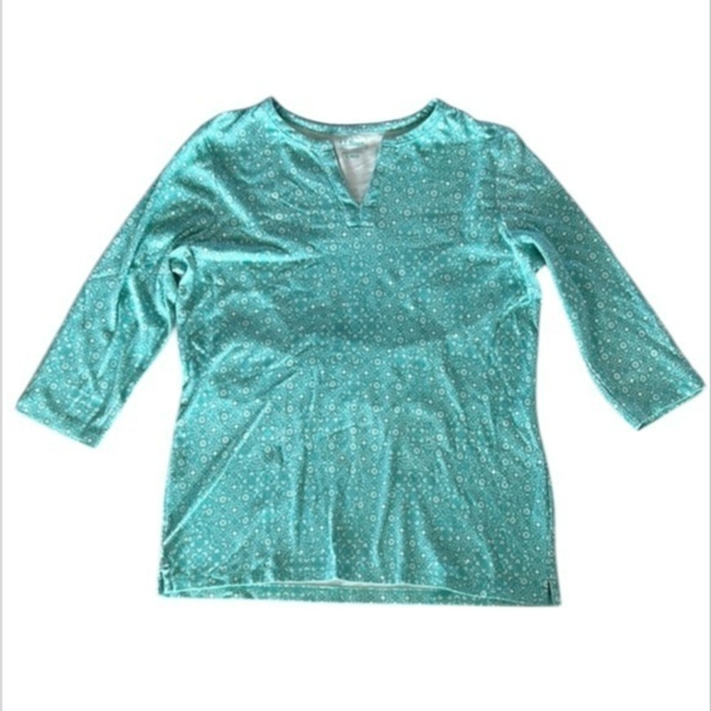 L.L.Bean Tee Three-Quarter-Sleeve Splitneck Tunic Print size Large